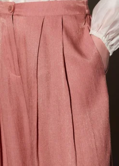 Pantaloni wide leg in raso plissé donna