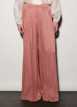 Pantaloni wide leg in raso plissé donna