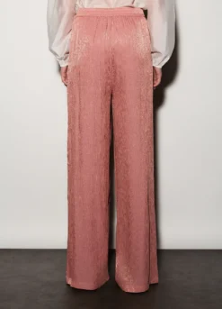 Pantaloni wide leg in raso plissé donna