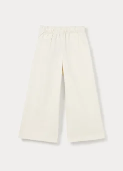 Pantaloni wide leg in twill di puro cotone ragazza