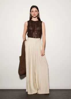 Pantaloni wide leg misto viscosa donna