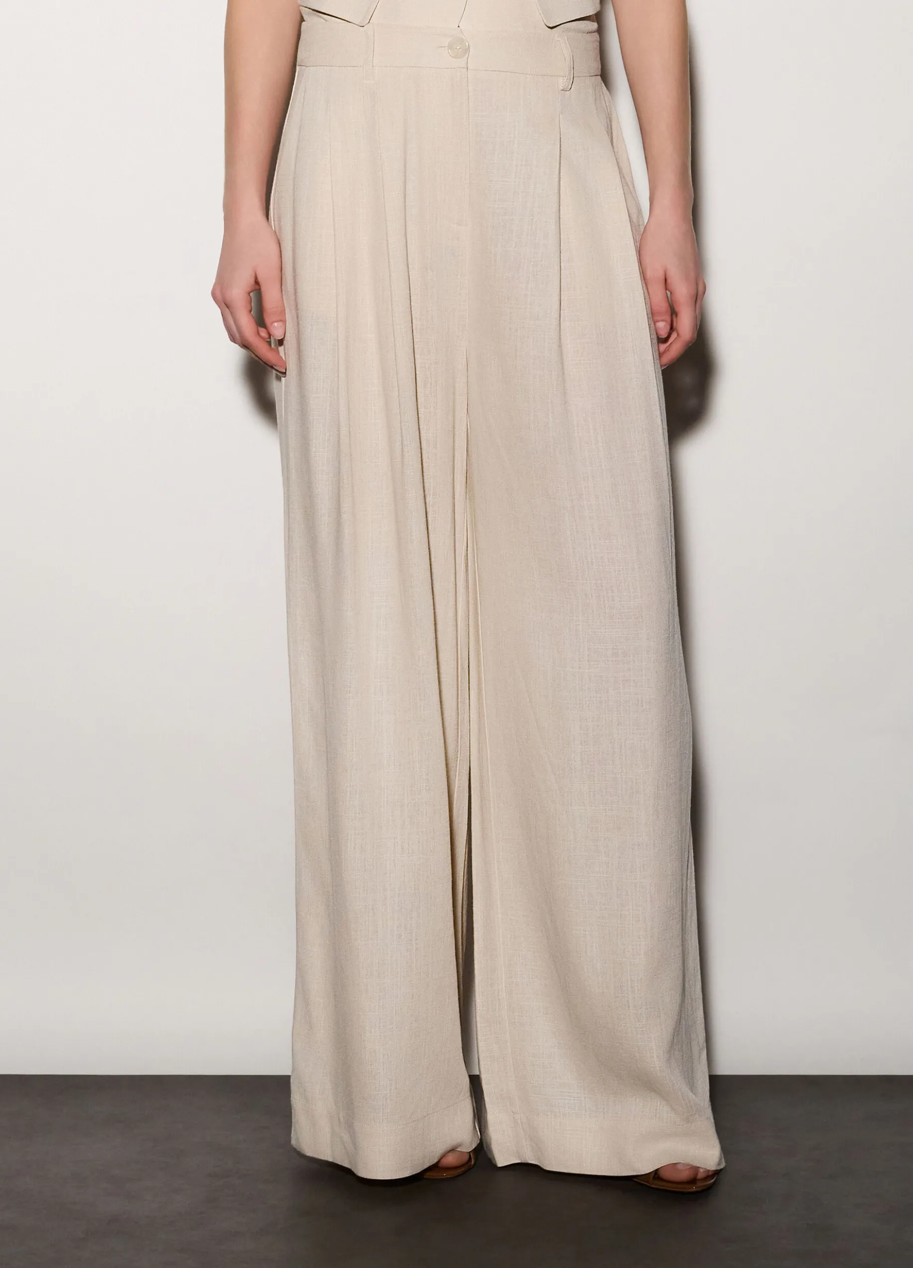 Pantaloni wide leg misto viscosa donna