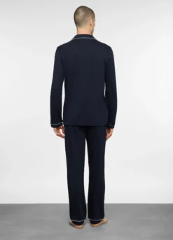 Pigiama lungo a camicia in cotone uomo