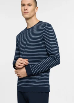 Pigiama lungo in cotone a righe uomo
