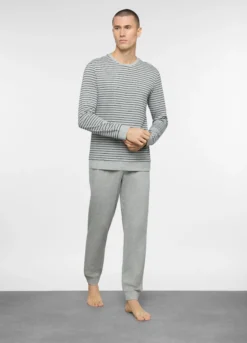 Pigiama lungo in cotone a righe uomo