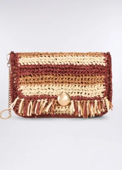 Pochette crochet in paglia donna