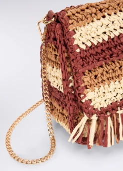 Pochette crochet in paglia donna