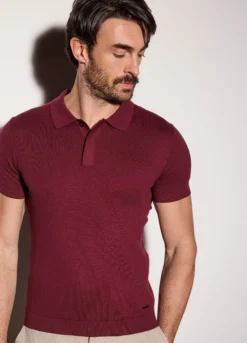 Polo a maniche corte in cotone e seta uomo