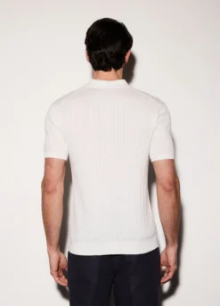 Polo a maniche corte in maglia a treccia uomo