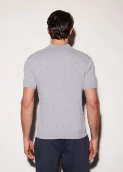 Polo a maniche corte in maglia a treccia uomo