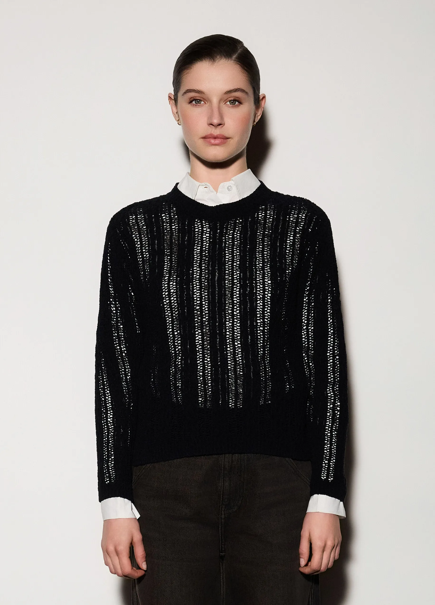 Pullover girocollo operato donna