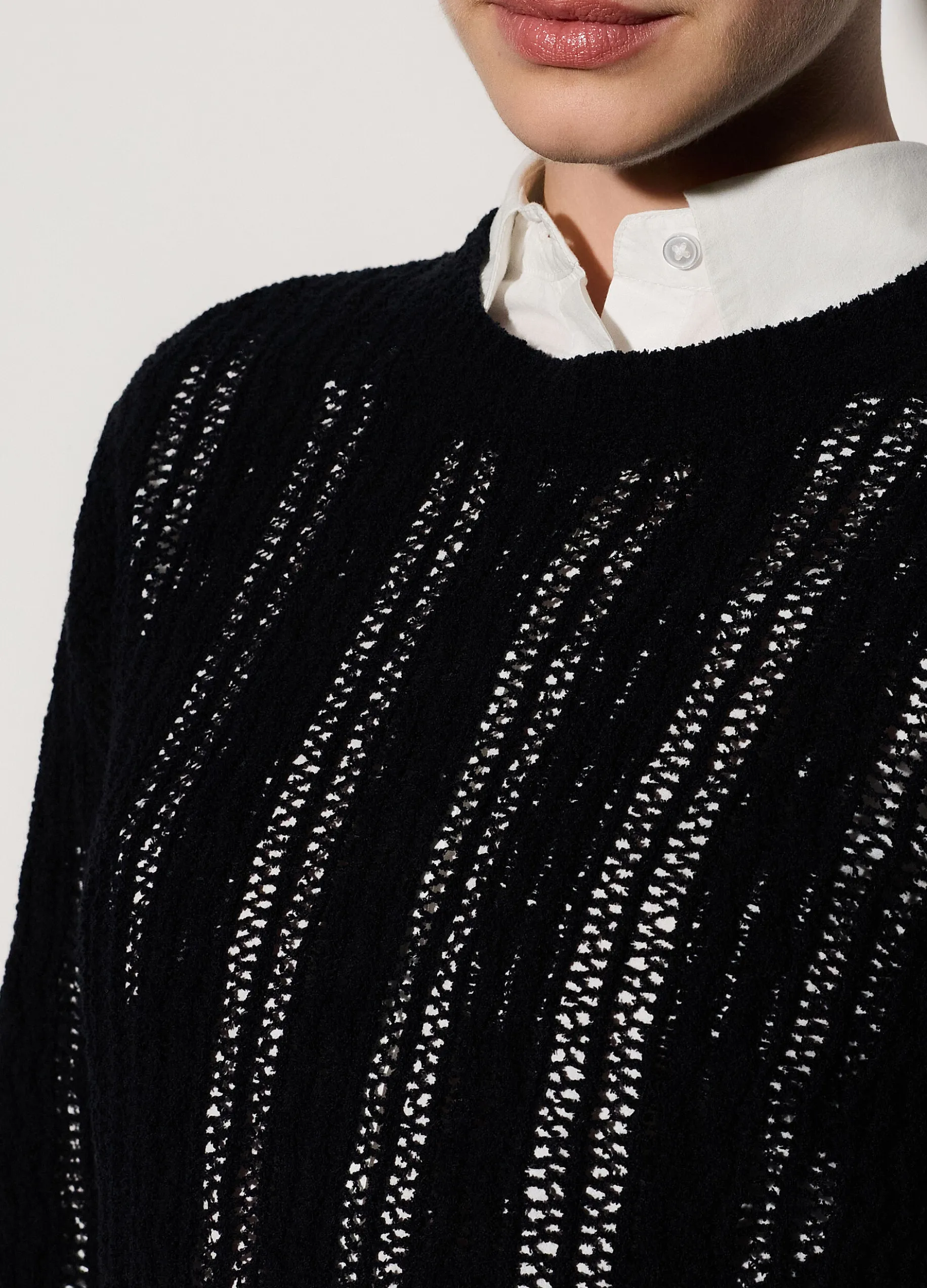 Pullover girocollo operato donna