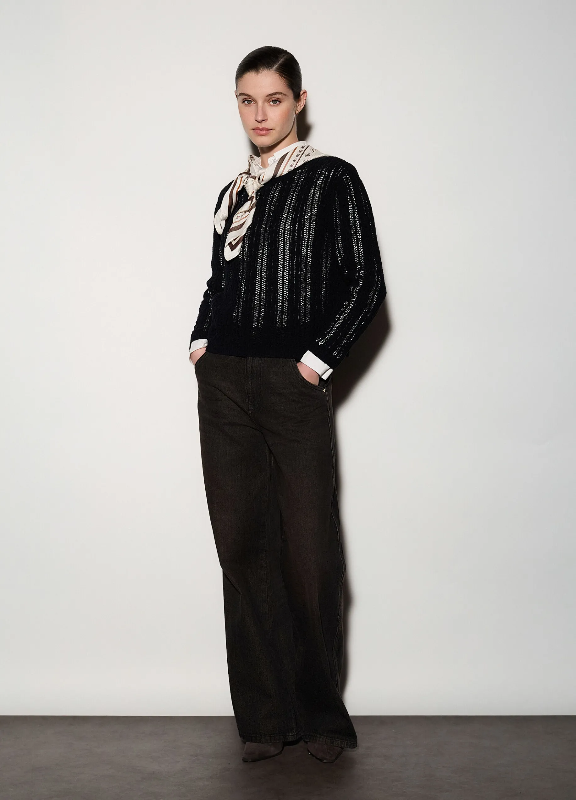 Pullover girocollo operato donna