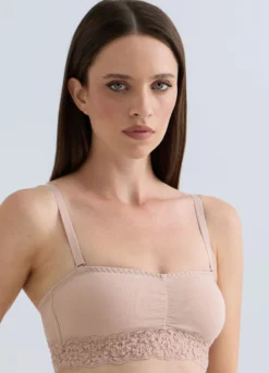Reggiseno a fascia imbottito in jersey di cotone stretch donna