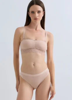 Reggiseno a fascia imbottito in jersey di cotone stretch donna