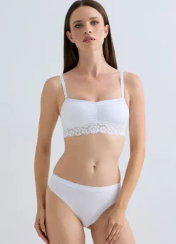 Reggiseno a fascia imbottito in jersey di cotone stretch donna