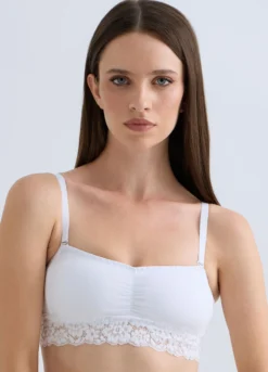 Reggiseno a fascia imbottito in jersey di cotone stretch donna