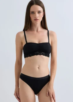 Reggiseno a fascia imbottito in jersey di cotone stretch donna