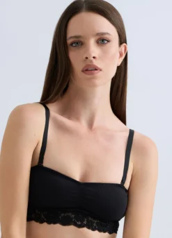 Reggiseno a fascia imbottito in jersey di cotone stretch donna