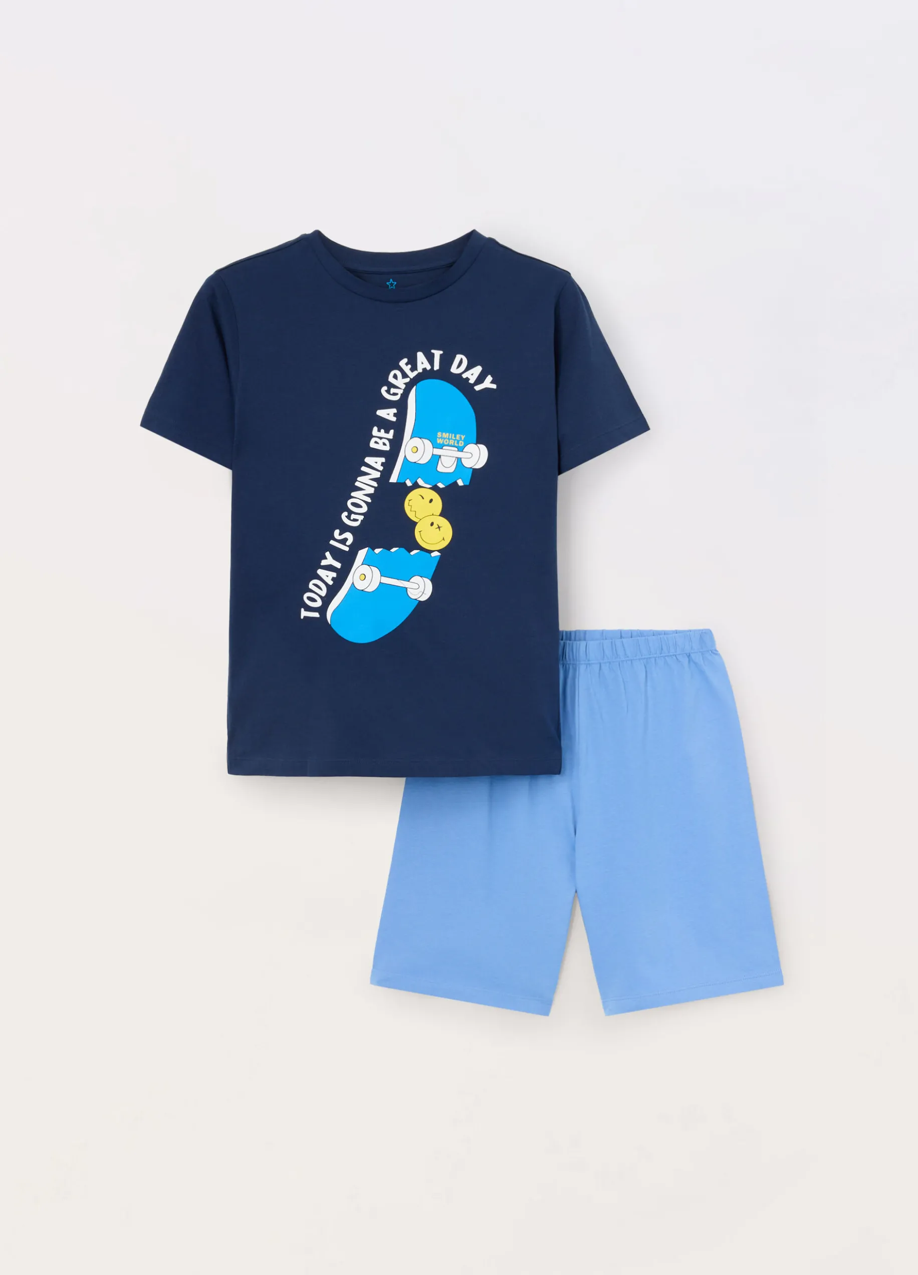 Set pigiama corto in jersey di puro cotone ragazzo