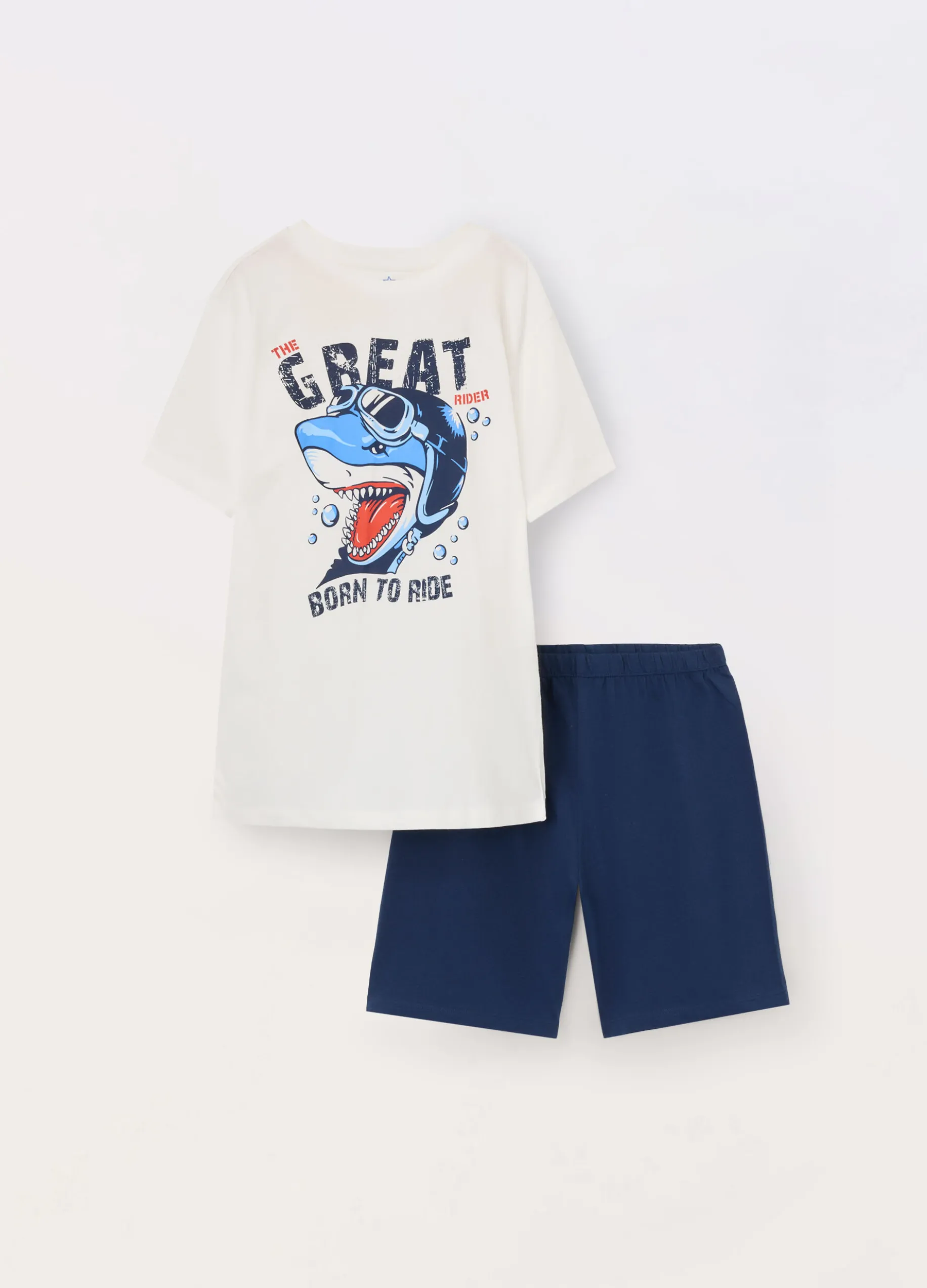 Set pigiama corto in jersey di puro cotone ragazzo