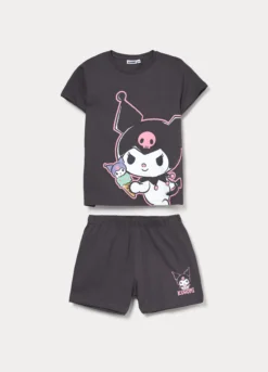 Set pigiama corto Kuromi in jersey di puro cotone ragazza