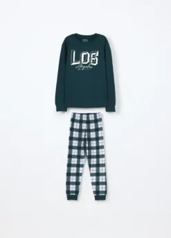 Set pigiama lungo in cotone fleece ragazzo