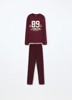 Set pigiama lungo in interlock di puro cotone ragazzo