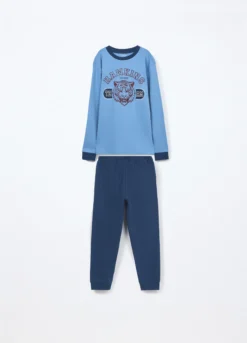 Set pigiama lungo in interlock di puro cotone ragazzo