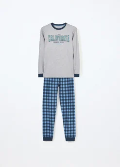 Set pigiama lungo in interlock di misto cotone ragazzo