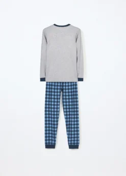 Set pigiama lungo in interlock di misto cotone ragazzo