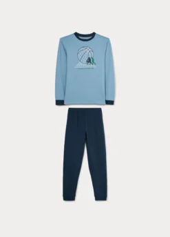 Set pigiama lungo in interlock di puro cotone ragazzo