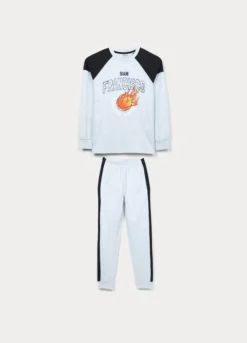 Set pigiama lungo in jersey di puro cotone ragazzo