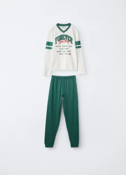 Set pigiama lungo in jersey di puro cotone ragazzo
