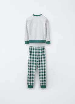 Set pigiama lungo in jersey di cotone mélange bambino