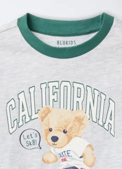Set pigiama lungo in jersey di cotone mélange bambino