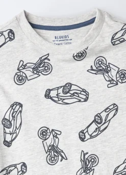 Set pigiama lungo in jersey di cotone mélange ragazzo