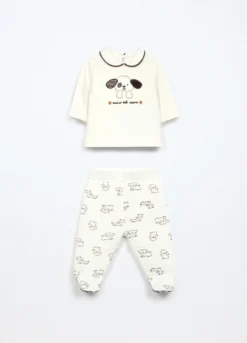 Set in misto cotone fleece neonato