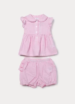 Set in misto cotone seersucker neonata