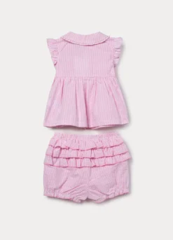 Set in misto cotone seersucker neonata