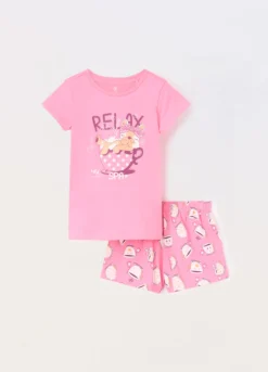 Set pigiama corto in jersey di puro cotone bambina
