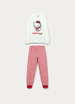 Set pigiama lungo Hello Kitty in jersey di puro cotone bambina