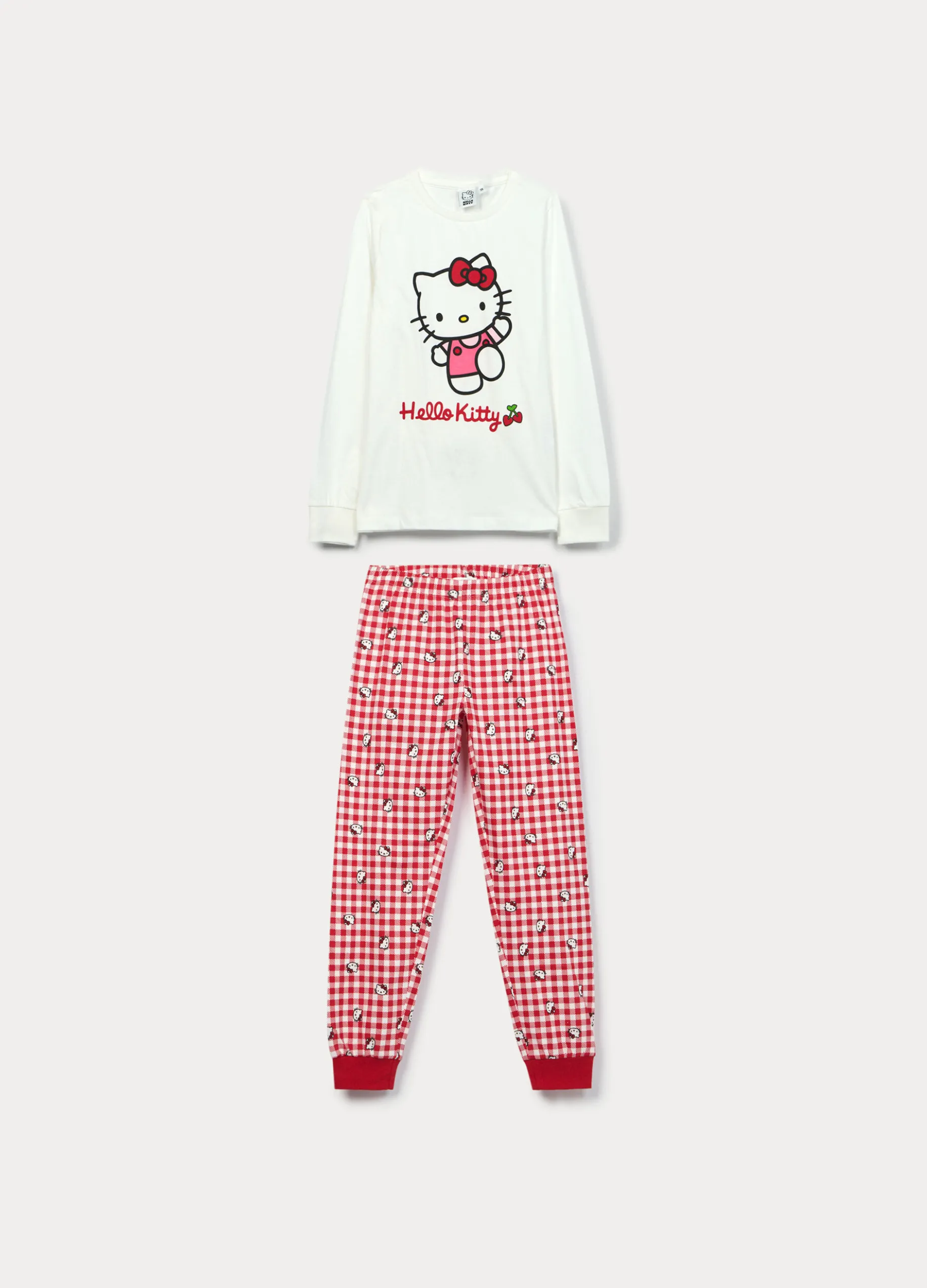 Set pigiama lungo Hello Kitty in jersey di puro cotone bambina