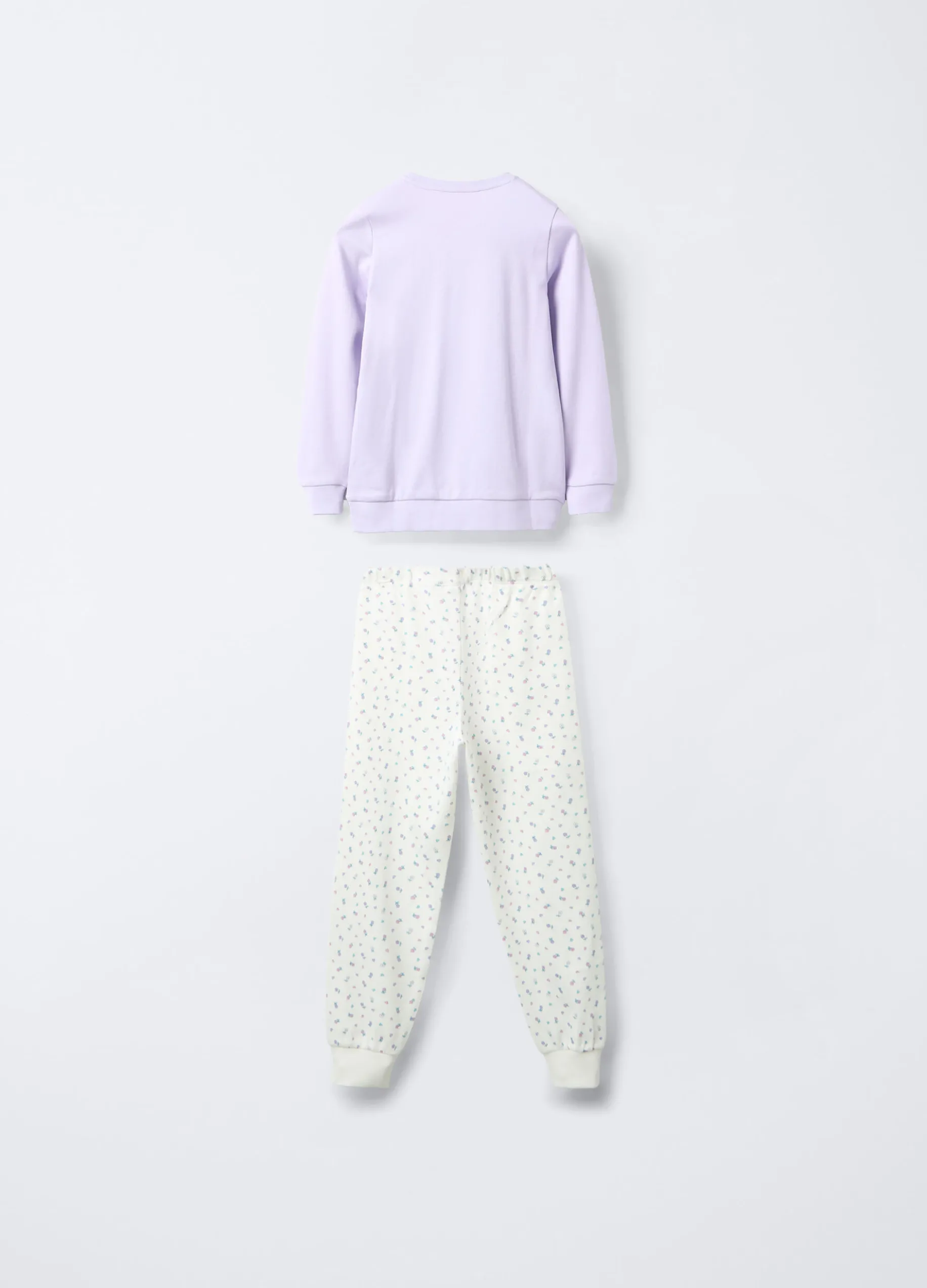 Set pigiama lungo in interlock di puro cotone bambina