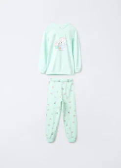 Set pigiama lungo in interlock di puro cotone bambina
