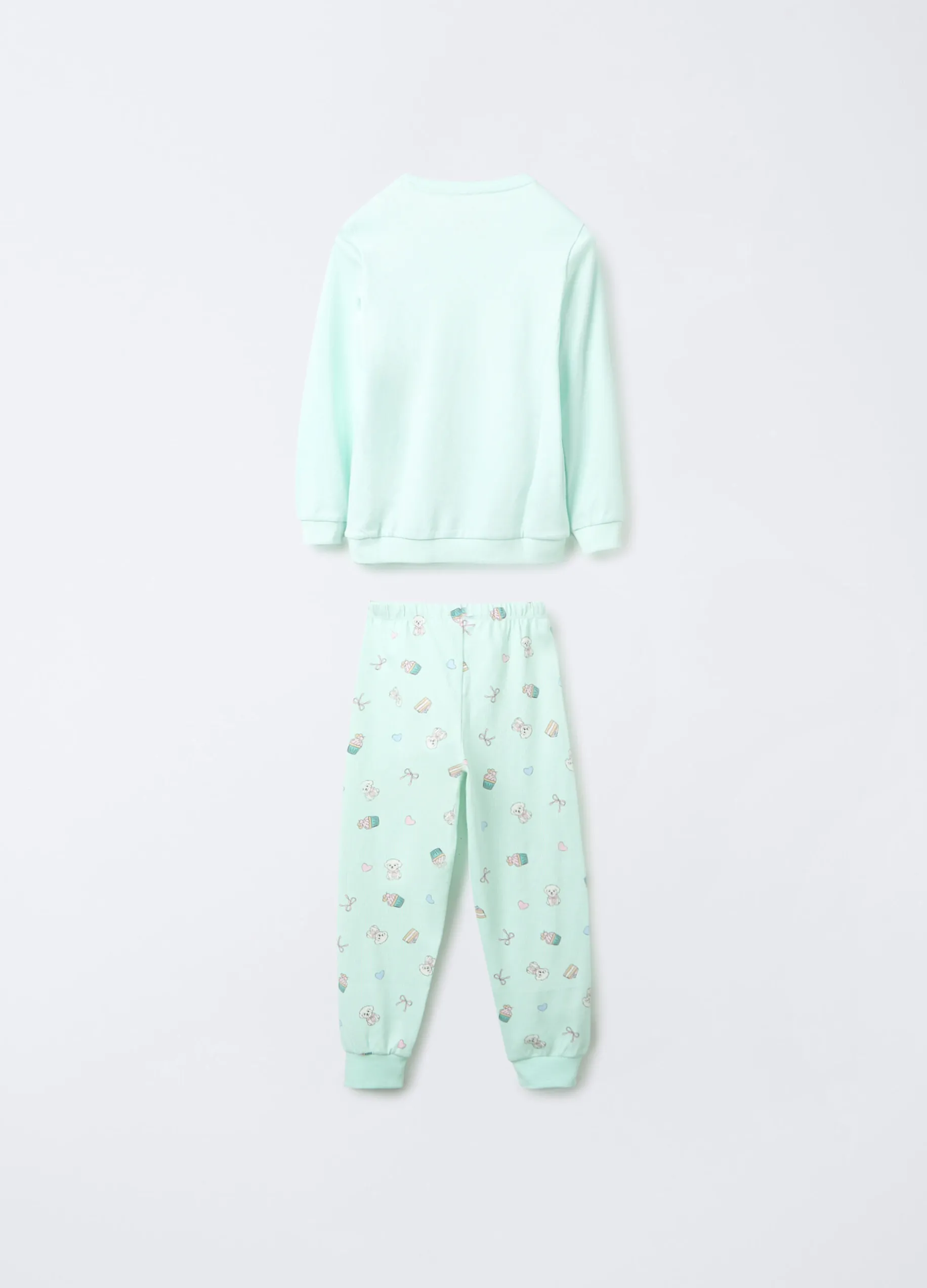 Set pigiama lungo in interlock di puro cotone bambina