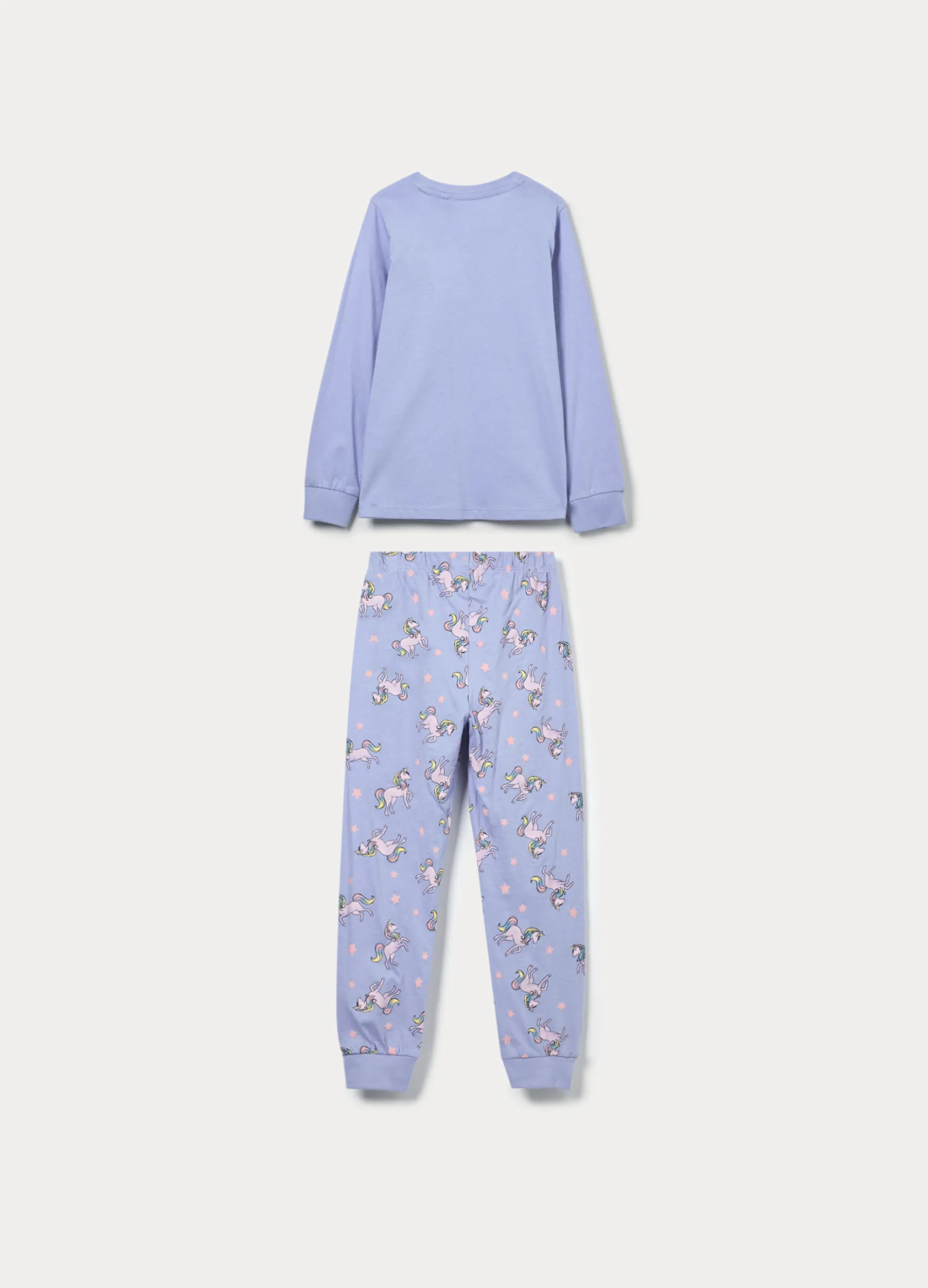 Set pigiama lungo in jersey di puro cotone bambina