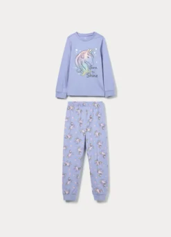 Set pigiama lungo in jersey di puro cotone bambina