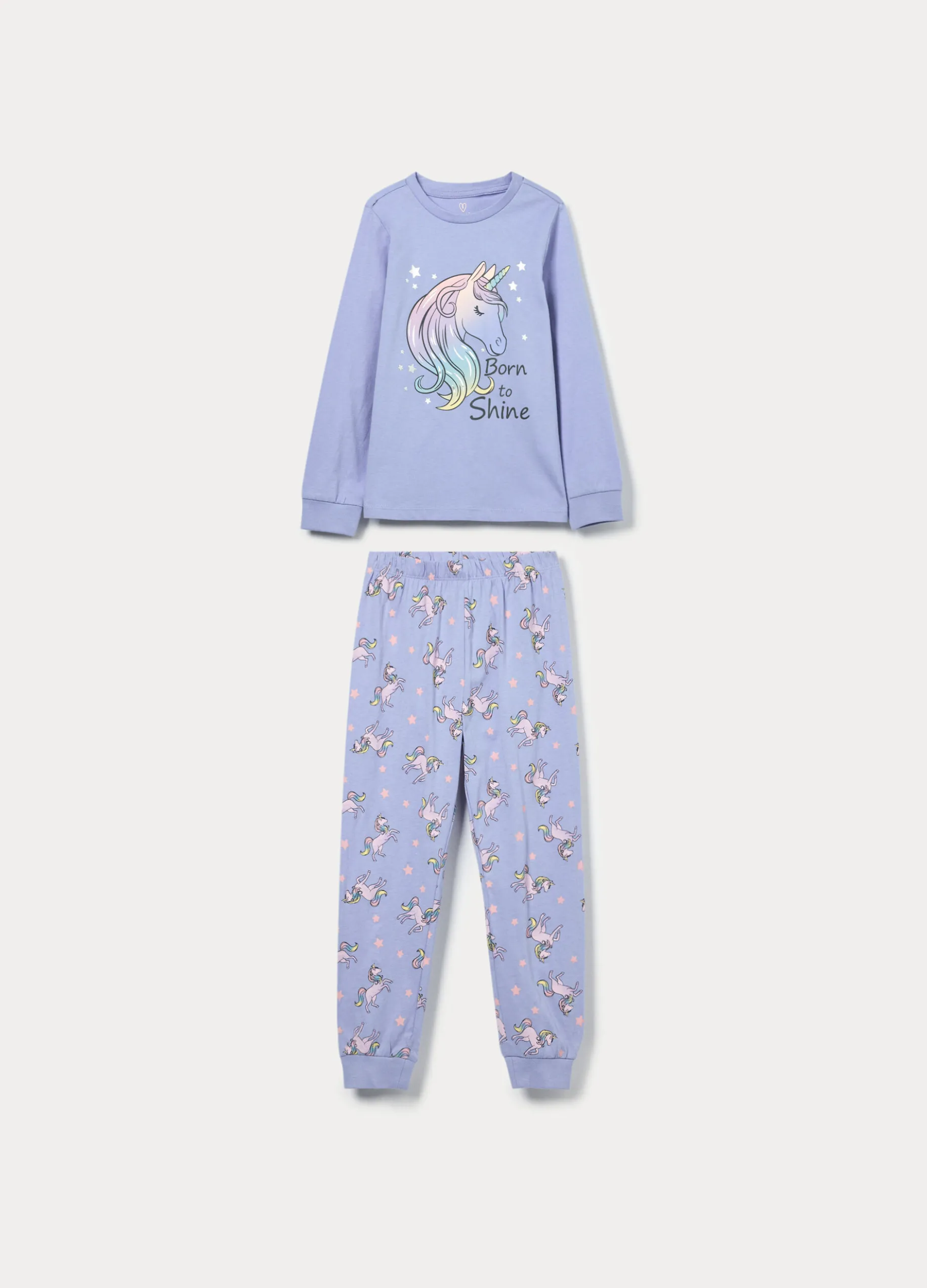 Set pigiama lungo in jersey di puro cotone bambina