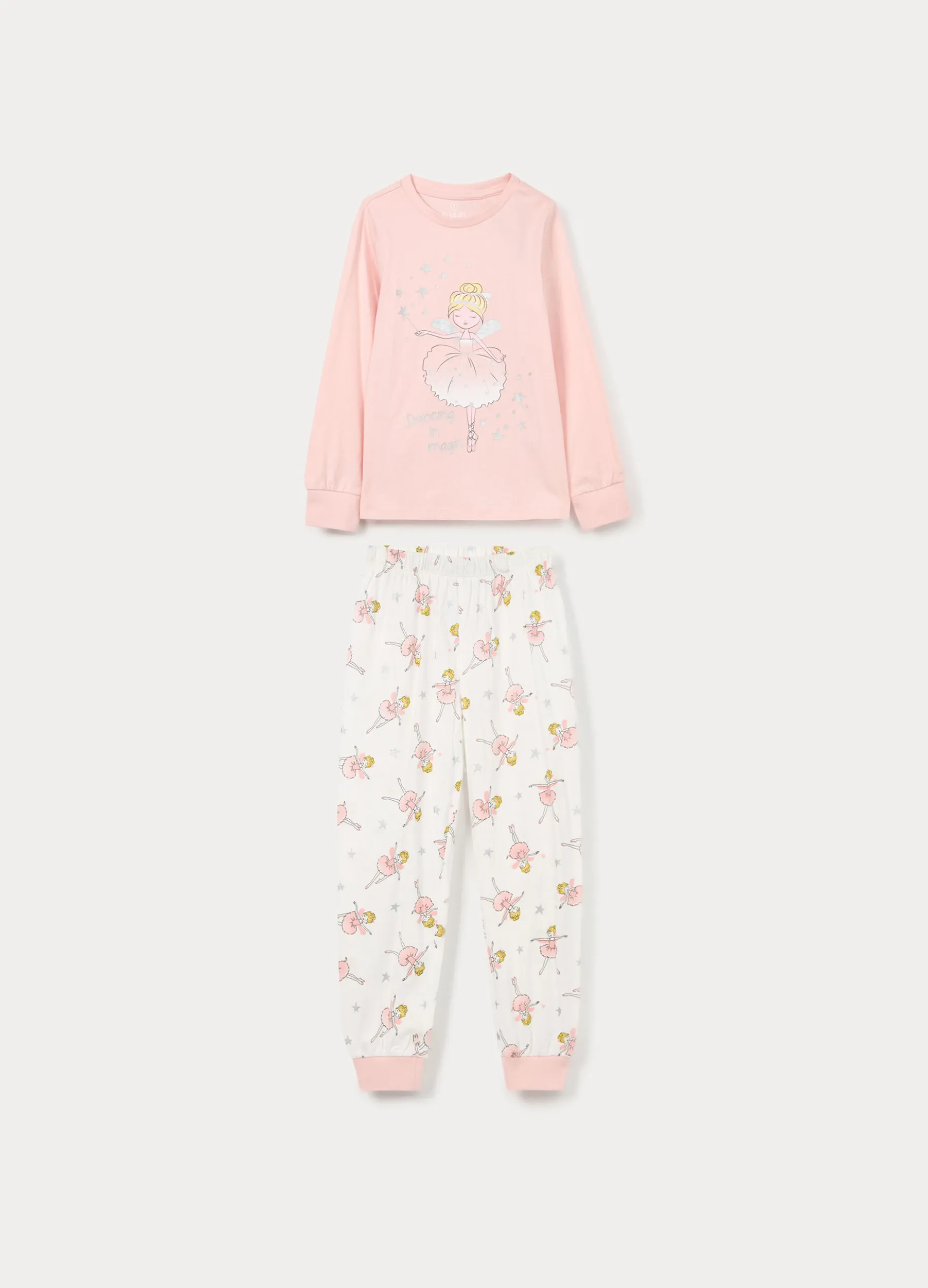 Set pigiama lungo in jersey di puro cotone bambina